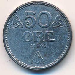Норвегия 50 эре 1942 год