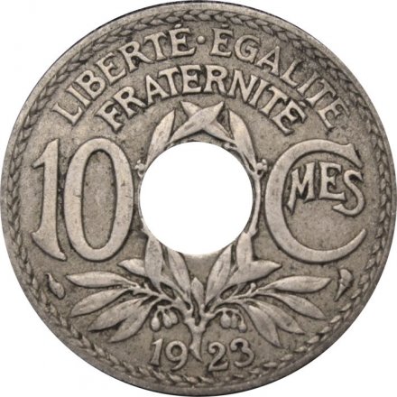 Франция 10 сантимов 1923 год (отметка монетного двора: &quot;Рог изобилия&quot;)