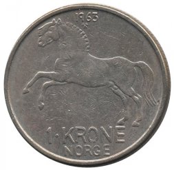 Норвегия 1 крона 1963 год - Улаф V