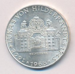 Австрия 25 шиллингов 1968 год - Иоганн Лукас фон Хильдебрандт