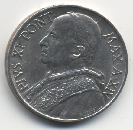 Ватикан 10 лир 1935 год Папа Пий XI