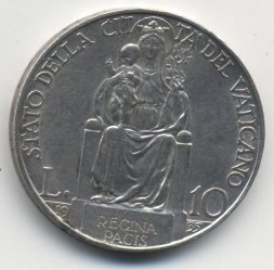 Ватикан 10 лир 1935 год Папа Пий XI