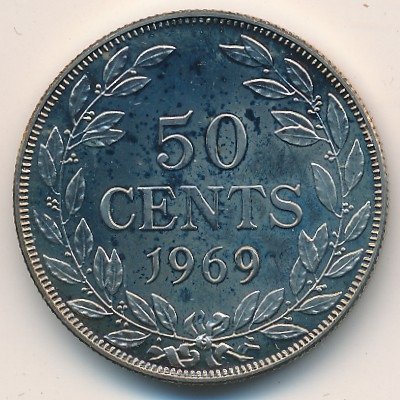 Либерия 50 центов 1969 год