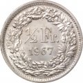 Швейцария 1/2 франка 1967 год