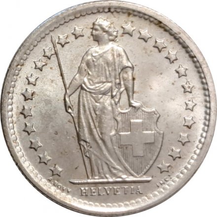 Швейцария 1/2 франка 1967 год