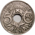 Франция 5 сантимов 1933 год (новый тип)