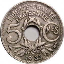 Франция 5 сантимов 1933 год (новый тип)