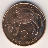 Монета Остров Святой Елены и острова Вознесения 2 пенса 2003 год