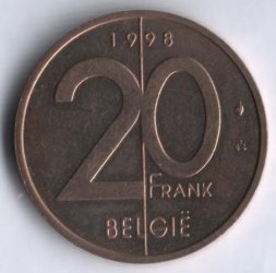 Бельгия 20 франков 1998 год BELGIE