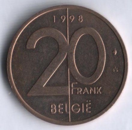 Бельгия 20 франков 1998 год BELGIE