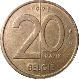 Бельгия 20 франков 1998 год BELGIE