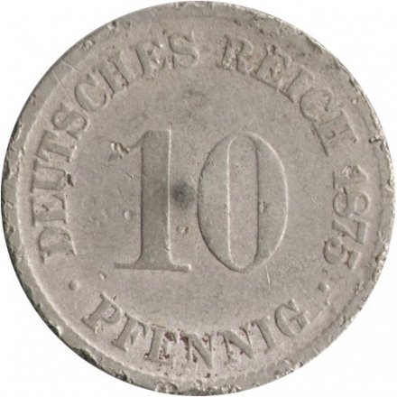 Германия 10 пфеннигов 1875 год (F)