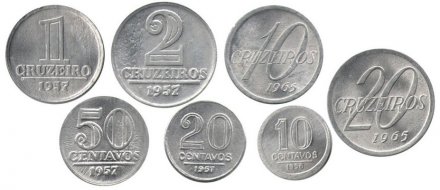 Набор из 7 монет Бразилия 1956 - 1965 год