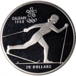 Канада 20 долларов 1986 год - XV зимние Олимпийские Игры, Калгари 1988 - Лыжные гонки