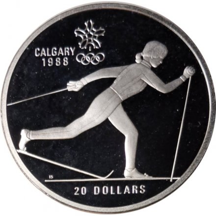 Канада 20 долларов 1986 год - XV зимние Олимпийские Игры, Калгари 1988 - Лыжные гонки