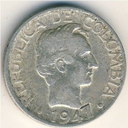 Колумбия 20 сентаво 1947 год