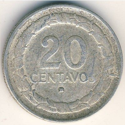 Колумбия 20 сентаво 1947 год