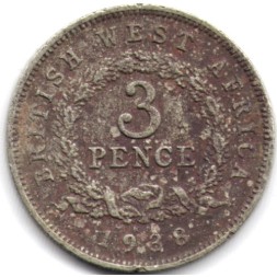 Британская Западная Африка 3 пенса 1938 год (KN) - F
