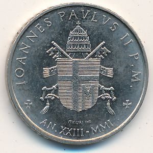 Ватикан 100 лир 2001 год