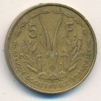 Монета Французская Западная Африка 5 франков 1956 год