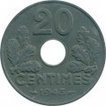 Франция 20 сантимов 1943 год