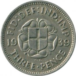 Великобритания 3 пенса 1939 год