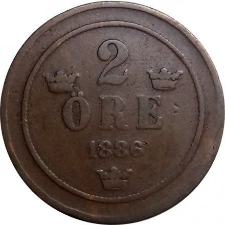 Швеция 2 эре 1886 год