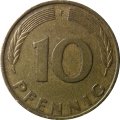 ФРГ 10 пфеннигов 1976 год - F