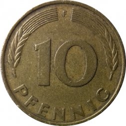 ФРГ 10 пфеннигов 1976 год - F