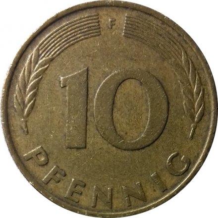 ФРГ 10 пфеннигов 1976 год - F