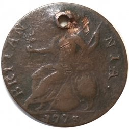 Великобритания 1/2 пенни 1773 год (отверстие)
