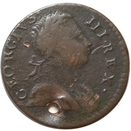 Великобритания 1/2 пенни 1773 год (отверстие)