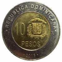Доминиканская республика 10 песо 2015 год