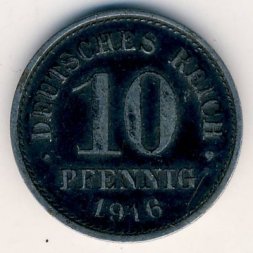 Германия 10 пфеннигов 1916 год