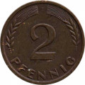 ФРГ 2 пфеннига 1962 год (J)