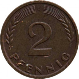 ФРГ 2 пфеннига 1962 год (J)