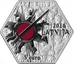 Латвия 5 евро 2016 год - 100 лет Митавской операции