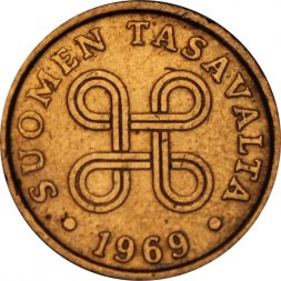 Финляндия 5 пенни 1969 год