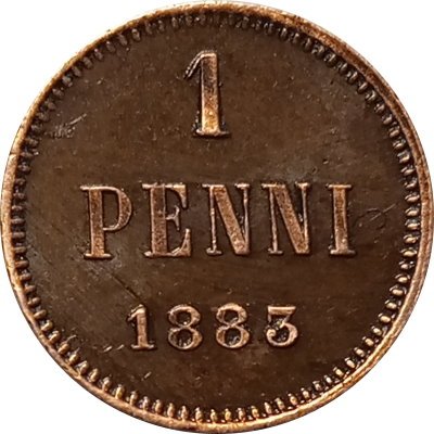 Финляндия 1 пенни 1883 год - Александр III - XF