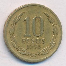 Чили 10 песо 1986 год