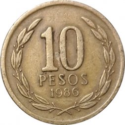 Чили 10 песо 1986 год