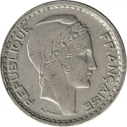 Франция 10 франков 1947 год (маленькая голова, без отметки МД)