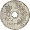 Дания 25 эре 1969 год - Король Фредерик IX