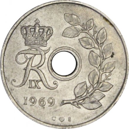 Дания 25 эре 1969 год - Король Фредерик IX
