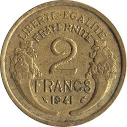 Франция 2 франка 1941 год (Al-Br)