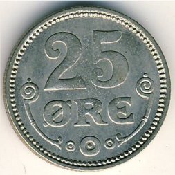 Дания 25 эре 1920 год - Король Кристиан X