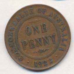 Австралия 1 пенни 1922 год