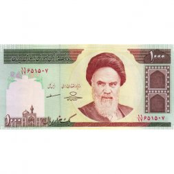 Иран 1000 риалов 1992-2014 год - Мавзолей Имама Резы. Аятолла Хомейни. Купол Скалы - UNC