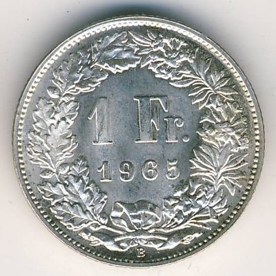 Швейцария 1 франк 1965 год