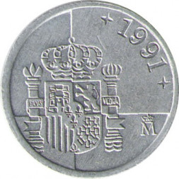 Испания 1 песета 1991 год - Король Хуан Карлос I